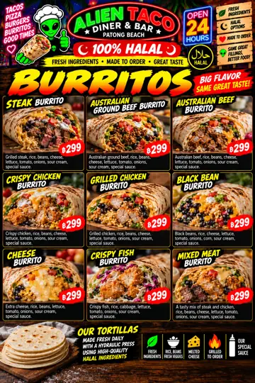 Burritos menu