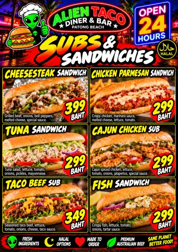 Subs & Sandwiches menu